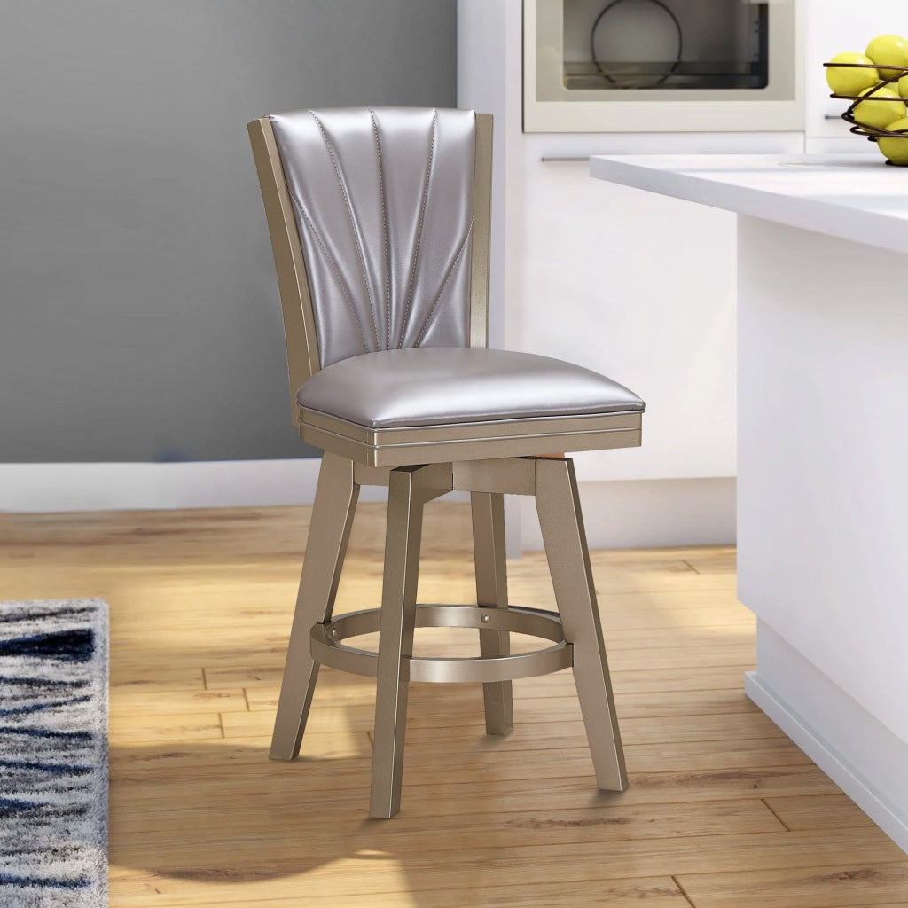 Counter Height Stool, Padded Stitched Back, Set of 2, Pearl Gray - BM250964