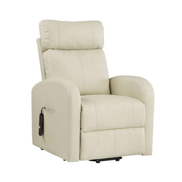 Power Lift Recliner Chair with Faux Leather and Wired Controller, Off White - BM251043