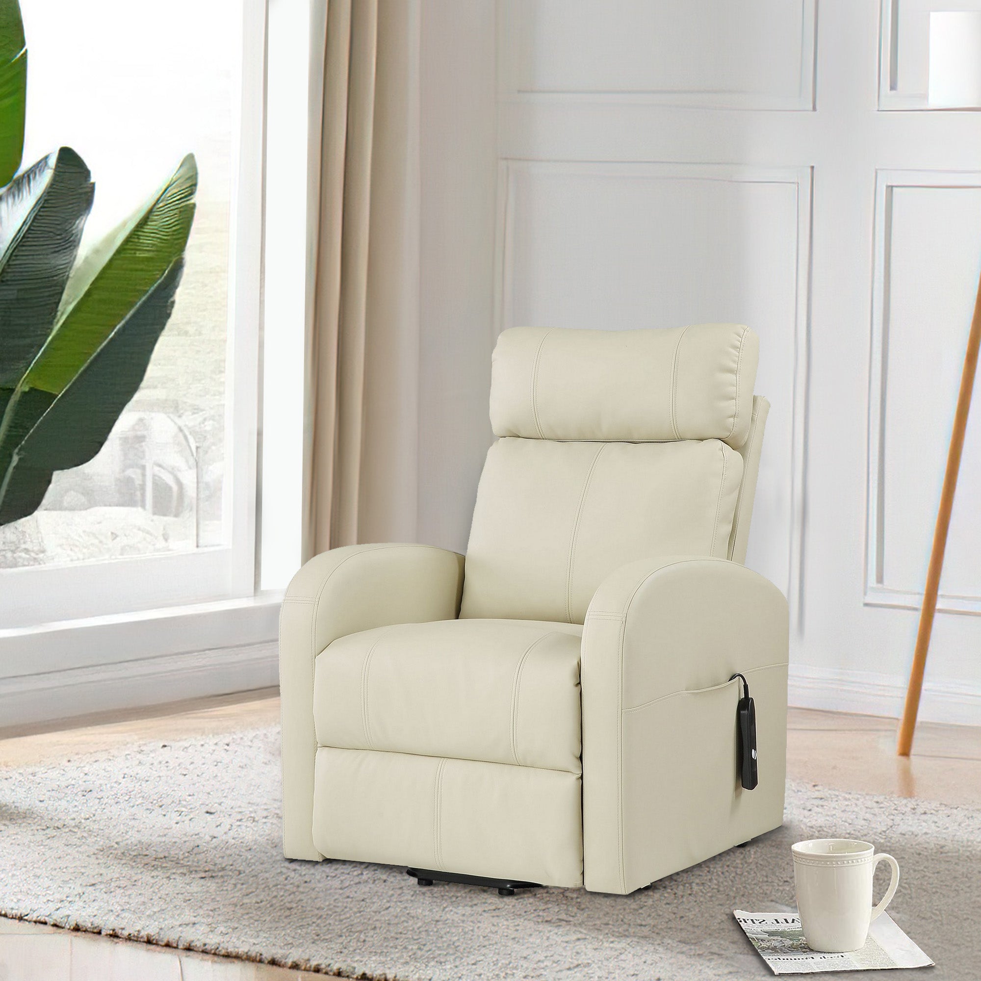 Nia Power Lift Recliner Chair with Faux Leather and Wired