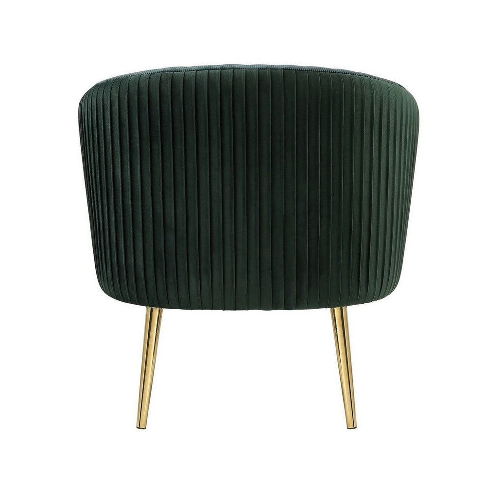 Accent Chair with Channel Stitching and Metal Legs, Green - BM251111