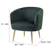 Accent Chair with Channel Stitching and Metal Legs, Green - BM251111