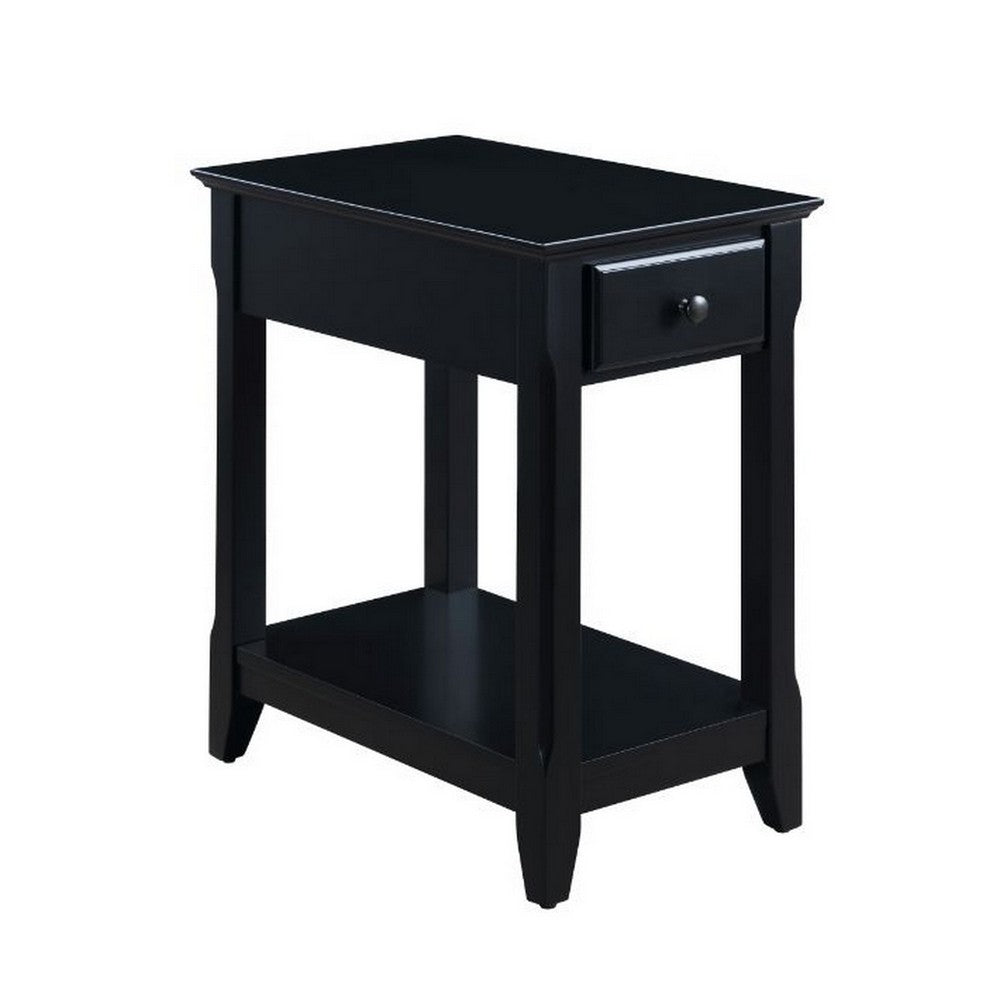 Accent Table with 1 Drawer and Bottom Shelf, Black - BM251127