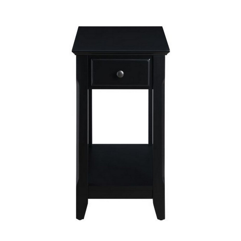 Accent Table with 1 Drawer and Bottom Shelf, Black - BM251127