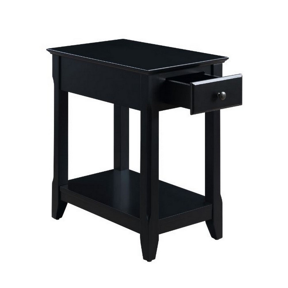 Accent Table with 1 Drawer and Bottom Shelf, Black - BM251127