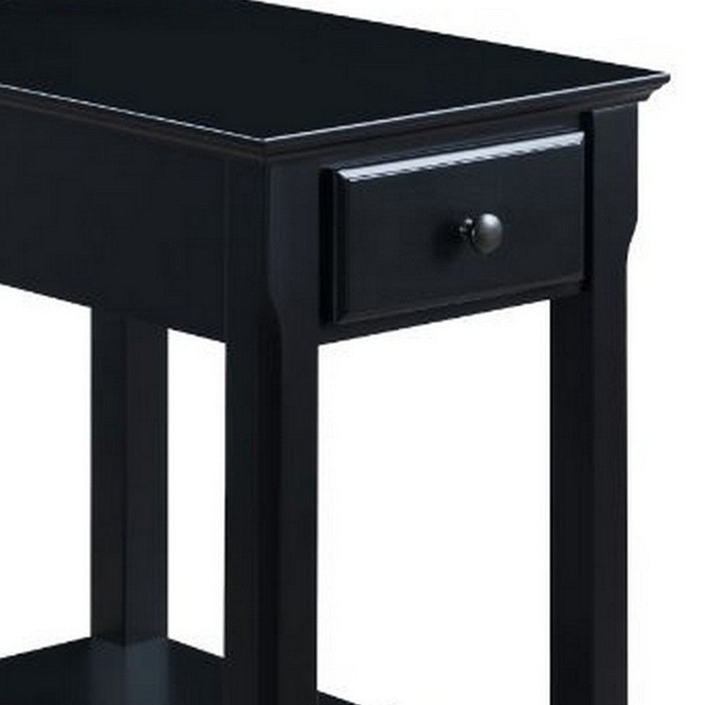 Accent Table with 1 Drawer and Bottom Shelf, Black - BM251127