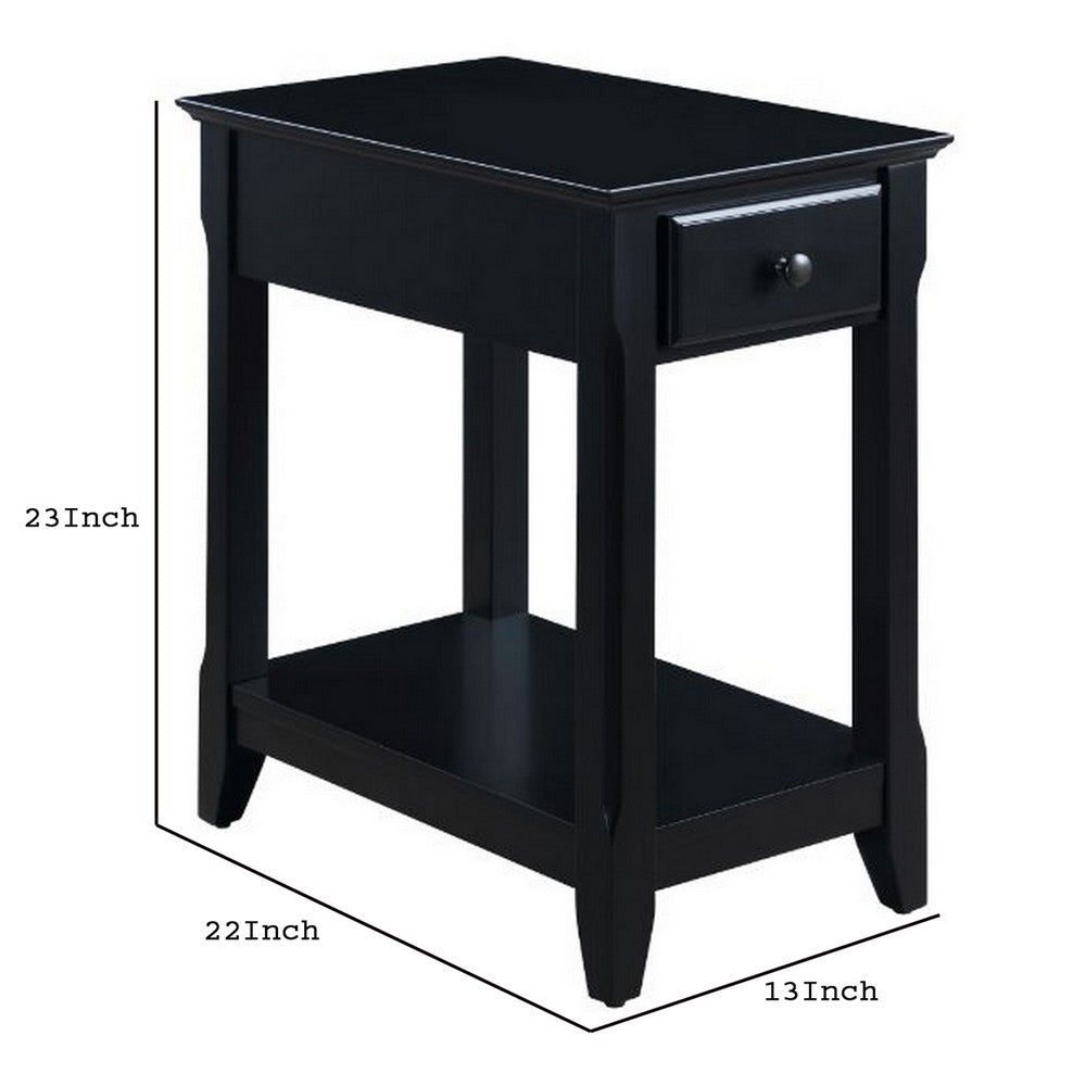 Accent Table with 1 Drawer and Bottom Shelf, Black - BM251127
