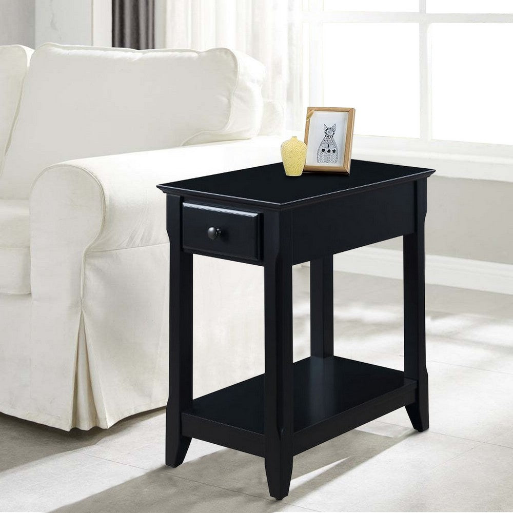 Accent Table with 1 Drawer and Bottom Shelf, Black - BM251127