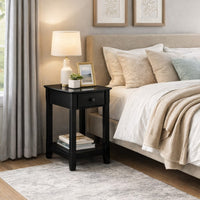 Accent Table with 1 Drawer and Bottom Shelf, Black - BM251127