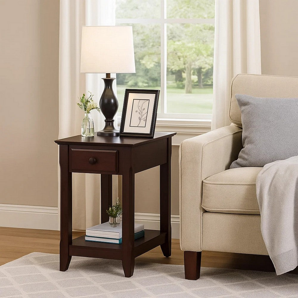 Accent Table with 1 Drawer and Bottom Shelf, Brown - BM251128