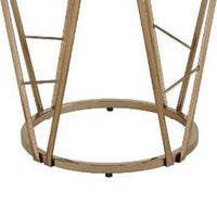 End Table with Glass Top and Geometric Frame, Black and Gold - BM251130