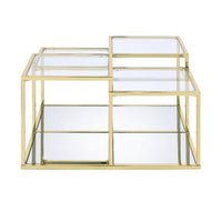 Coffee Table with Glass Top and Tubular Frame, Gold - BM251131
