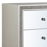 Nightstand with Mirrored Front 2 Drawers, Champagne Silver - BM251144