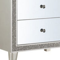 Nightstand with Mirrored Front 2 Drawers, Champagne Silver - BM251144