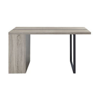 Dining Table with 3 Side Open Compartments and Metal Trim Inlay, Oak Gray - BM251154