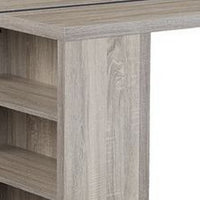 Dining Table with 3 Side Open Compartments and Metal Trim Inlay, Oak Gray - BM251154