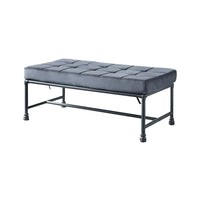Bench with Button Tufted Seat and Pipe Style Metal Frame, Gray - BM251157