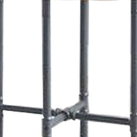 End Table with Round Glass Top and Metal Pipe Style Legs, Gray - BM251158