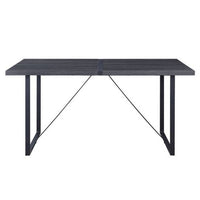 Dining Table with Rectangular Metal Inserted Top and Sled Base, Gray - BM251160