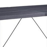 Dining Table with Rectangular Metal Inserted Top and Sled Base, Gray - BM251160