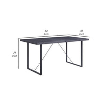 Dining Table with Rectangular Metal Inserted Top and Sled Base, Gray - BM251160