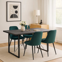 Dining Table with Rectangular Metal Inserted Top and Sled Base, Gray - BM251160