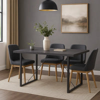 Dining Table with Rectangular Metal Inserted Top and Sled Base, Gray - BM251160