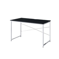 Writing Desk with X Shaped Crossbar Support, Black and White - BM251192