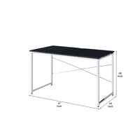 Writing Desk with X Shaped Crossbar Support, Black and White - BM251192
