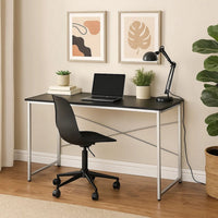 Writing Desk with X Shaped Crossbar Support, Black and White - BM251192