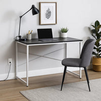 Writing Desk with X Shaped Crossbar Support, Black and White - BM251192