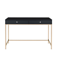 Writing Desk with 2 Storage Compartments, Black and Gold - BM251199