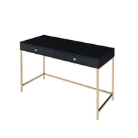 Writing Desk with 2 Storage Compartments, Black and Gold - BM251199