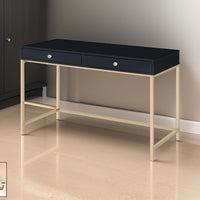 Writing Desk with 2 Storage Compartments, Black and Gold - BM251199