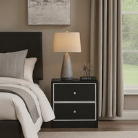 Accent Table with 2 Storage Drawers and Intricate Trimming, Black - BM251225