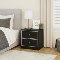 Accent Table with 2 Storage Drawers and Intricate Trimming, Black - BM251225