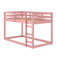 Twin Loft Bed with Wooden Frame and Attached Ladder, Pink - BM251249