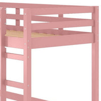Twin Loft Bed with Wooden Frame and Attached Ladder, Pink - BM251249