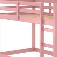 Twin Loft Bed with Wooden Frame and Attached Ladder, Pink - BM251249
