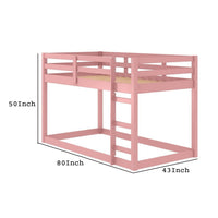 Twin Loft Bed with Wooden Frame and Attached Ladder, Pink - BM251249