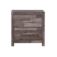 Nightstand with Rough Hewn Saw Texture and Panel Base, Rustic Gray - BM251267