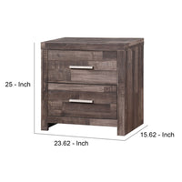 Nightstand with Rough Hewn Saw Texture and Panel Base, Rustic Gray - BM251267