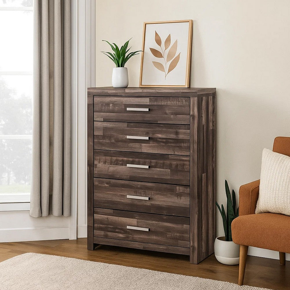 Chest with Rough Hewn Saw Texture and Panel Base, Rustic Gray - BM251269