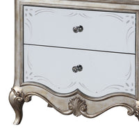 Nightstand with Mirror Front and Molded Trim, Antique Silver - BM251273
