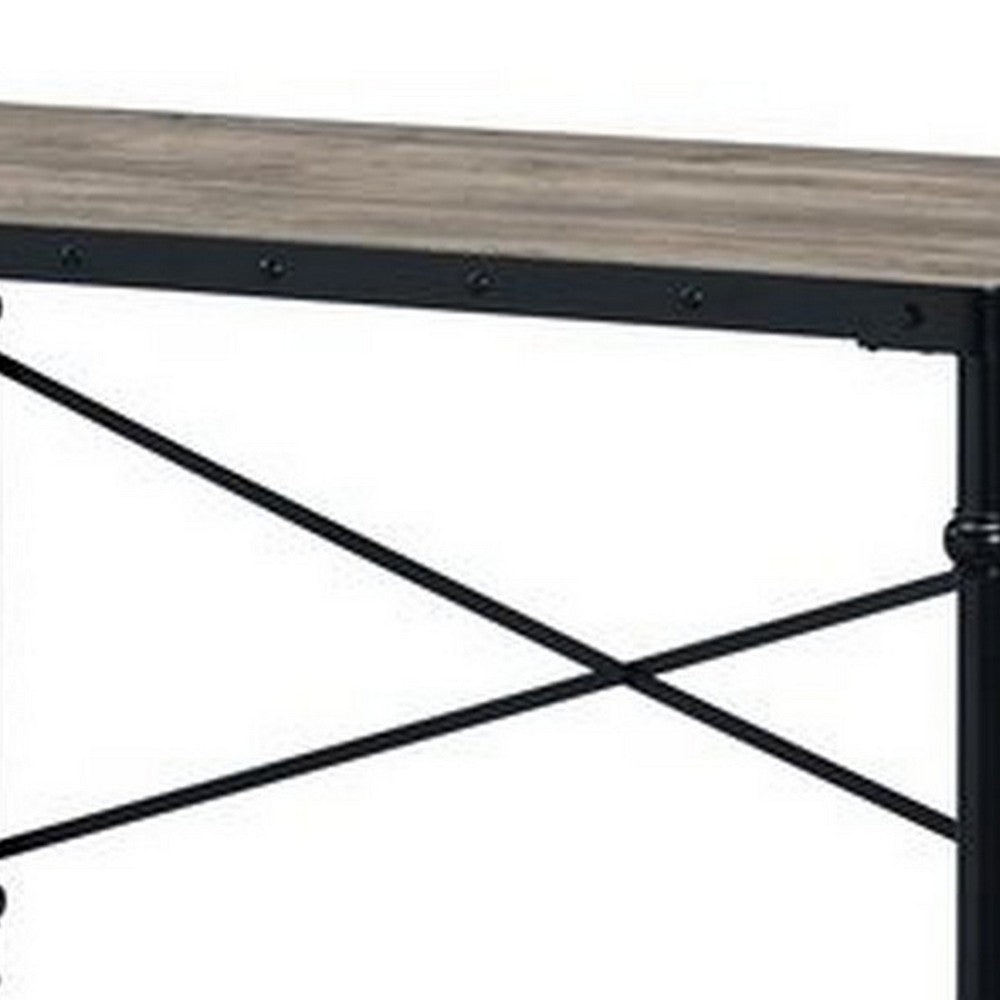Writing Desk with Casters and Nail Accents, Black - BM251312