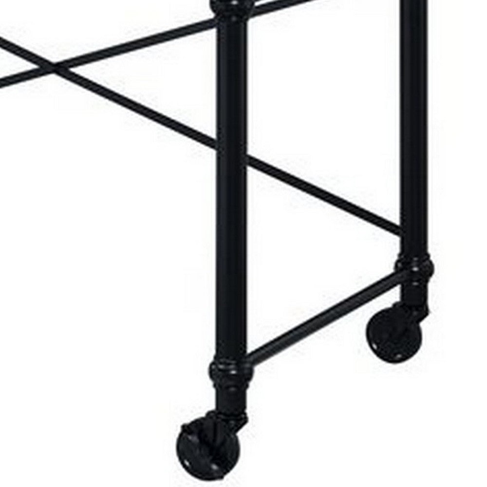 Writing Desk with Casters and Nail Accents, Black - BM251312