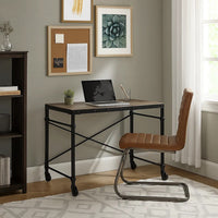 Writing Desk with Casters and Nail Accents, Black - BM251312