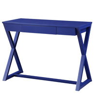 Writing Desk with X Base and 1 Center Drawer, Blue - BM251326
