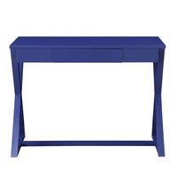 Writing Desk with X Base and 1 Center Drawer, Blue - BM251326
