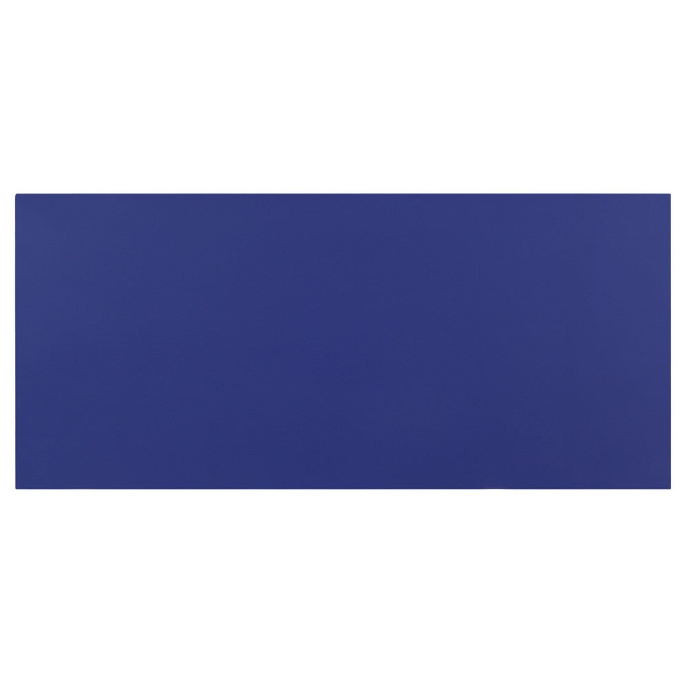 Writing Desk with X Base and 1 Center Drawer, Blue - BM251326