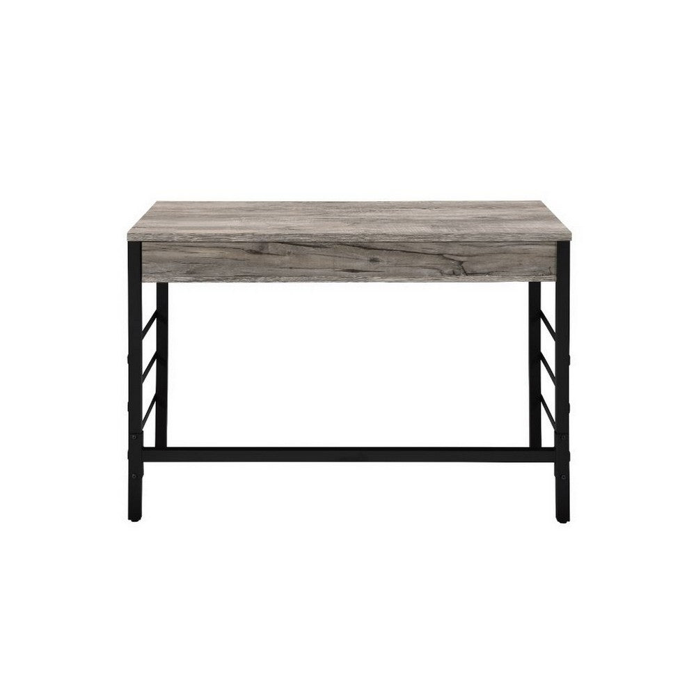 Built-in USB Port Writing Desk, Light Weathered Oak and Black - BM251343